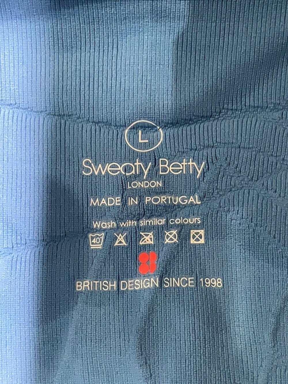 Sweaty Betty Blue Motion Jacquard Long Sleeve Crop Top Thumbholes Size L - Picture 6 of 7